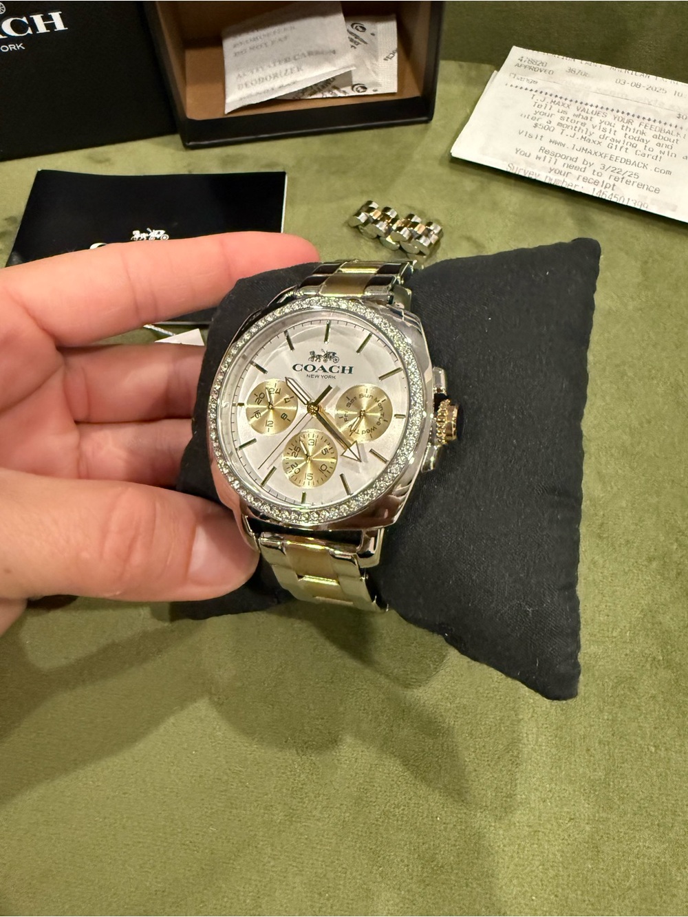 Coach Gold Tone Chronograph Watch with Silver Accents - Picture 3 of 4